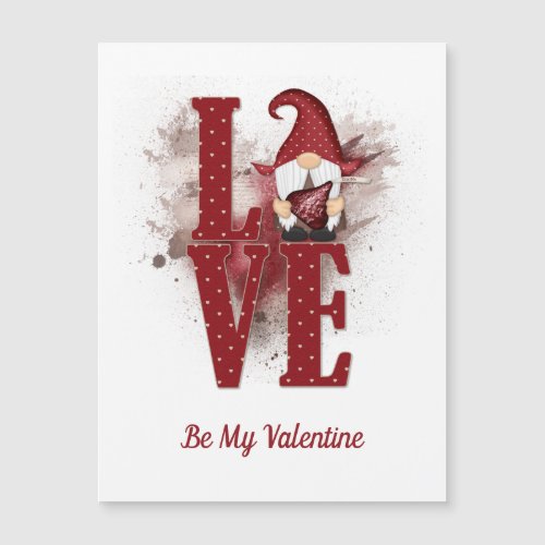 Gnomes Red Love Cute Valentines day magnetic card