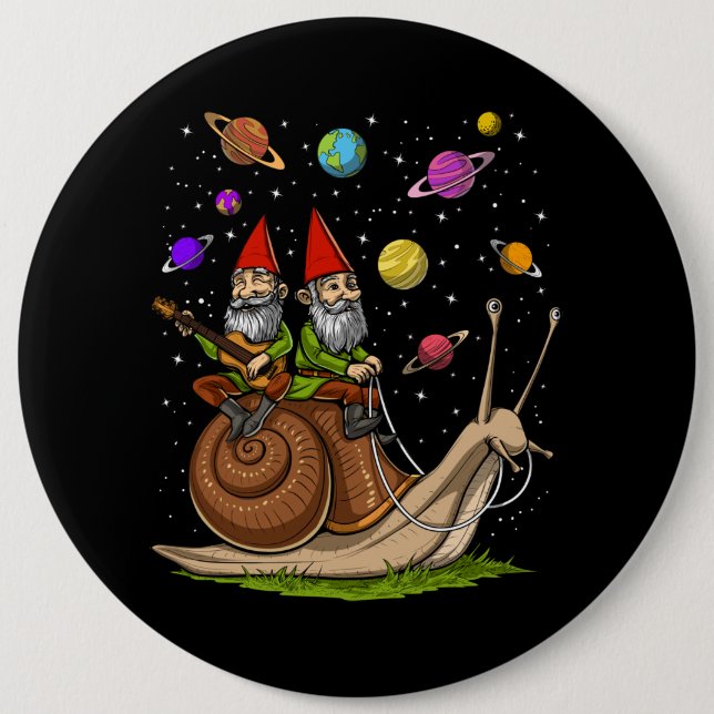 Gnomes Riding Snail Button (Front)