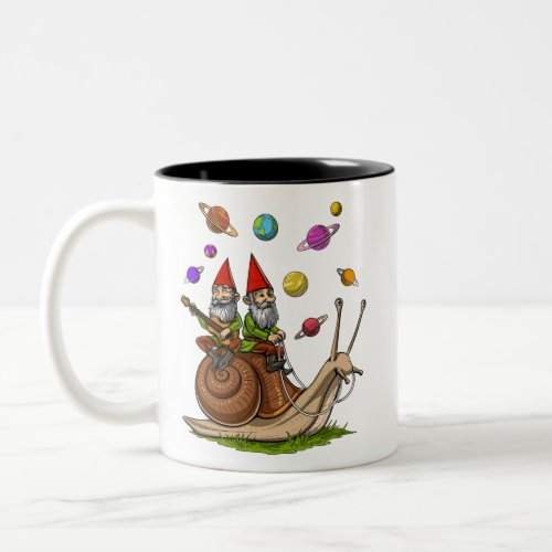 Gnomes Riding Snail Two_Tone Coffee Mug
