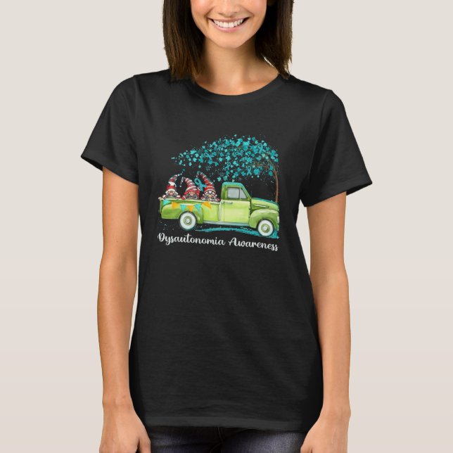 Gnomes Riding Truck Dysautonomia Awareness T-Shirt (Front)
