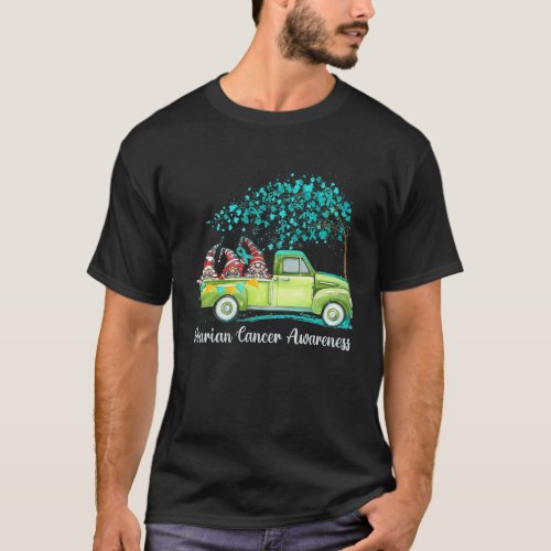 Gnomes Riding Truck Ovarian Cancer Awareness T_Shirt