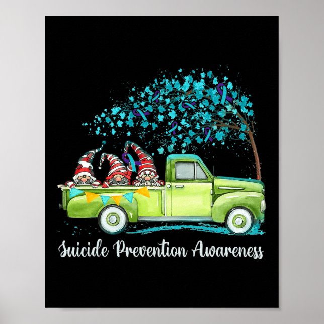 Gnomes Riding Truck Suicide Prevention Awareness  Poster (Front)