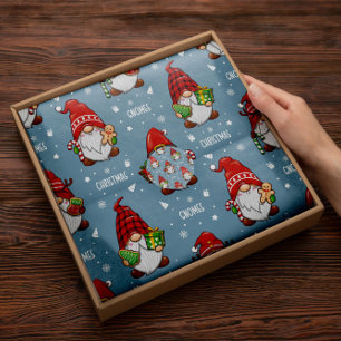 Gnomes Santa Claus Christmas Red Tissue Paper