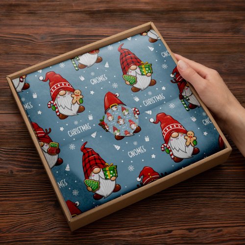 Gnomes Santa Claus  Christmas Red Tissue Paper