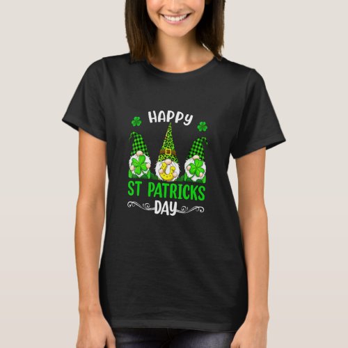 Gnomes Shamrock Leopard Plaid St Patricks Day 2022 T_Shirt