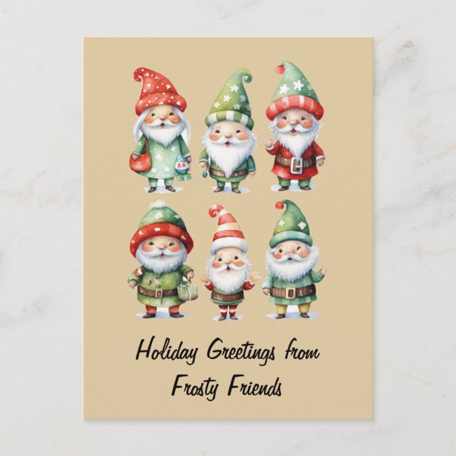 Gnomes Spreading Winter Cheer Postcard (Front)