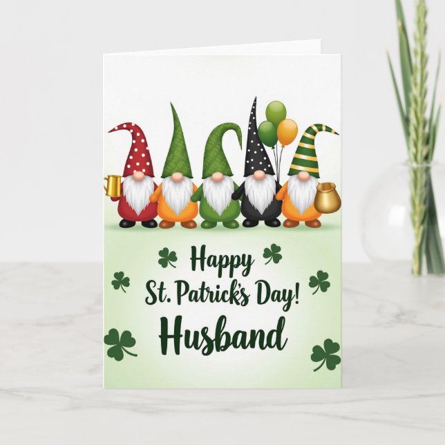 Gnomes St Patricks Day Glitter Card (Front)
