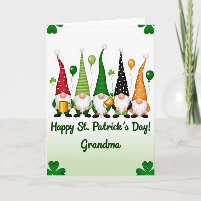Gnomes St Patricks Day Grandma Card (Front)