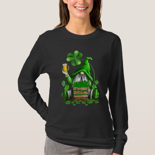 Gnomes St Patricks Day Green Irish Gnome Holding B T_Shirt