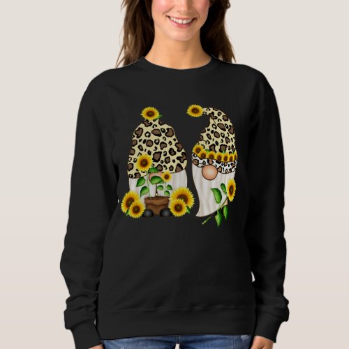 Gnomes Sunflower Leopards Women Sweatshirt