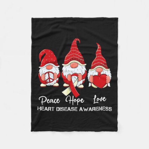 Gnomes Support Ribbon Heart Disease Awareness Febr Fleece Blanket