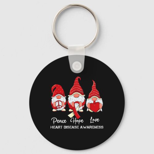 Gnomes Support Ribbon Heart Disease Awareness Febr Keychain