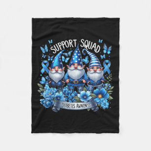 Gnomes Support Squad Blue Gnomes Diabetes Awarenes Fleece Blanket