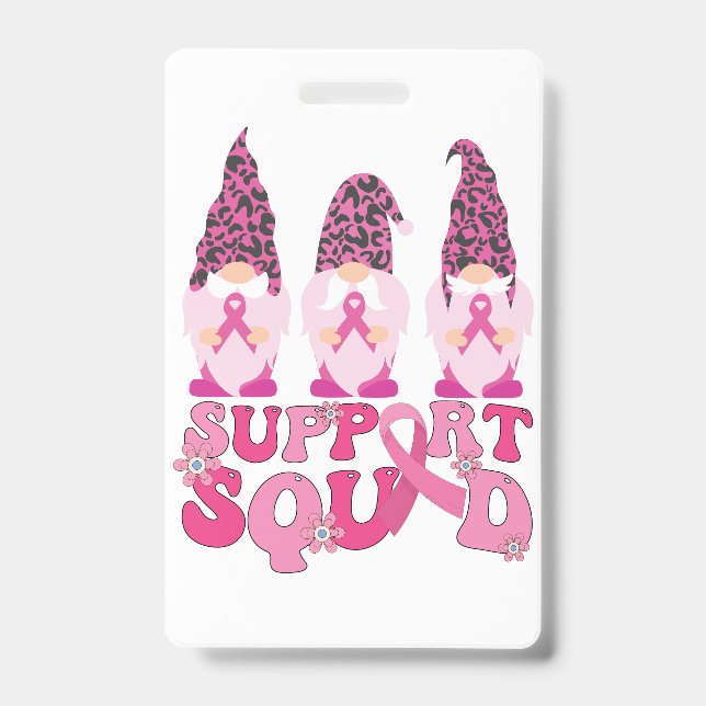 Gnomes Support Squad Breast Cancer Awareness  Badge (Front)