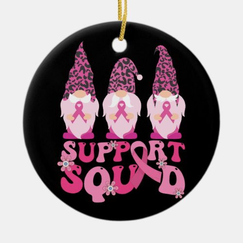 Gnomes Support Squad Breast Cancer Awareness  Ceramic Ornament