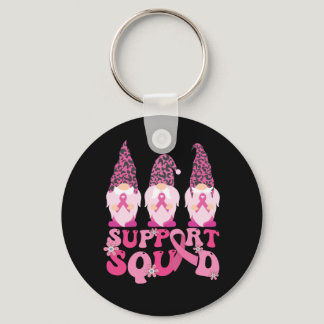 Gnomes Support Squad Breast Cancer Awareness  Keychain