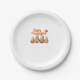 Gnomes Thanksgiving Disguise Holding Turkey and Pu Paper Plates