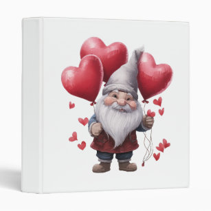 Gnomes Valentine Wishes 3 Ring Binder