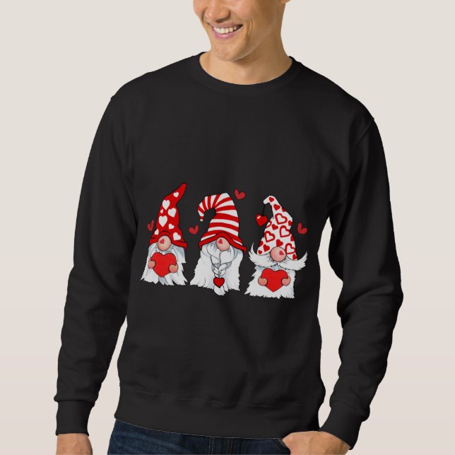 Gnomes Valentines Buffalo Plaid Love Heart Sweatshirt (Front)