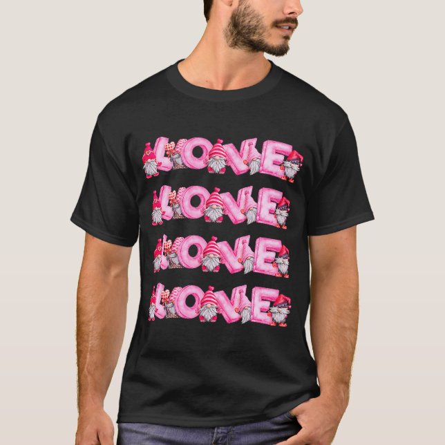 Gnomes Valentines Day Love Cute Sweet Gnome Pink R T-Shirt (Front)