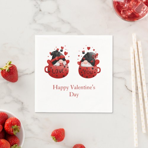 Gnomes Valentines day Love You Personalized  Napkins