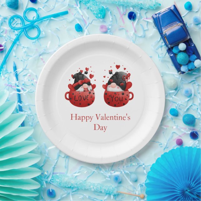 Gnomes Valentine's day Personalized  Paper Plates (Party)