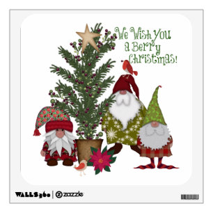 Gnomes We Wish You a Berry Christmas Wall Decal