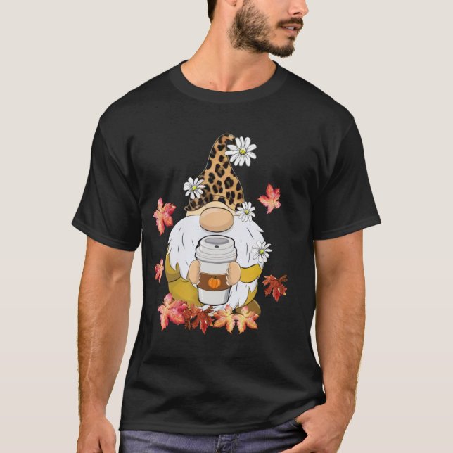 Gnomes Wearing Leopard Hat Thanksgiving Vibes Pump T-Shirt (Front)