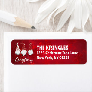 Gnomes With Blessings Deep Red Return Address Label