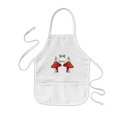 Gnomes with Daisies Toadstools Personlize Kids Apron