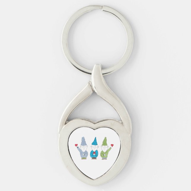 Gnomes With Hearts Magnet Keychain (Front)