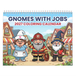 Gnomes with Jobs 2027 Coloring Calendar