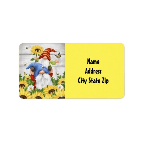 GNOMES WITH SUNFLOWERS Return Address Label