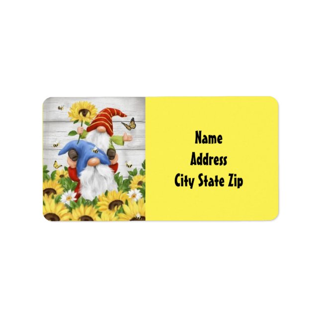 ***GNOMES WITH SUNFLOWERS*** Return Address Label (Front)