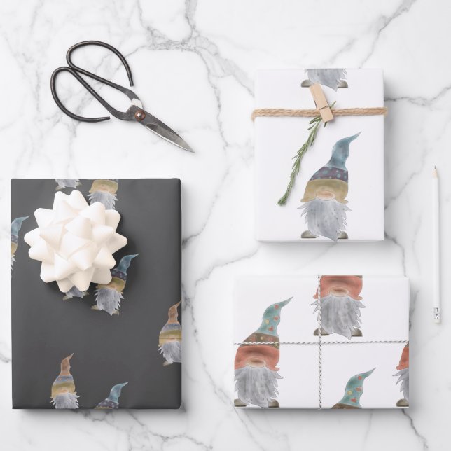 Gnomes wrapping paper sheets - set of 3 (Front)