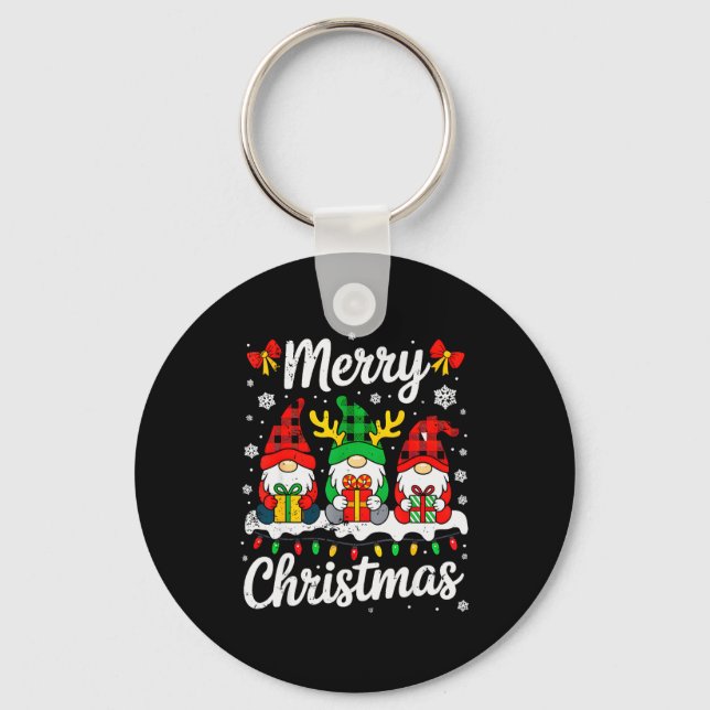 Gnomes Xmas Funny Merry Christmas Squad For Men Wo Keychain (Front)