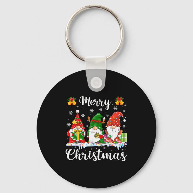 Gnomes Xmas Shirts Merry Christmas Men Women Kids  Keychain (Front)