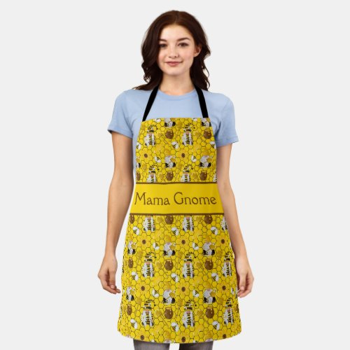 Gnomes Yellow Sunflowers Bees Honey Personalized Apron