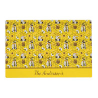 Gnomes Yellow Sunflowers Bees Honey Personalized  Placemat