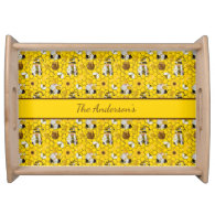 Gnomes Yellow Sunflowers Bees Honey Personalized  Serving Tray