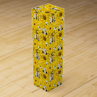 Gnomes Yellow Sunflowers Bees Honey  Wine Box