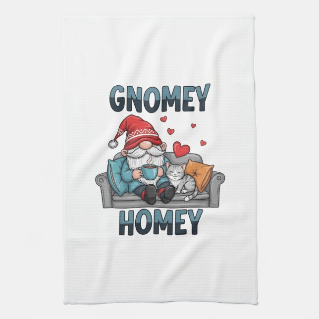Gnomey homey gnome at home kitchen towel (Vertical)