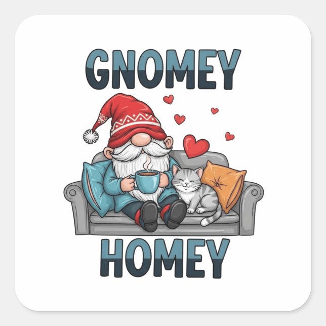 Gnomey homey gnome at home square sticker (Front)
