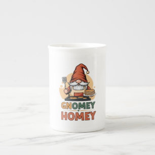 Gnomey homey pancakes design bone china mug