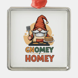Gnomey homey pancakes design metal ornament