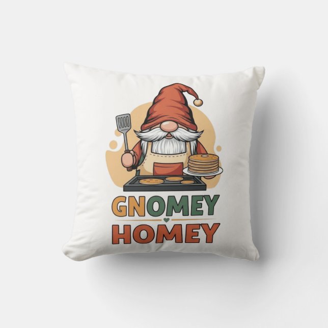 Gnomey homey pancakes design throw pillow (Front)