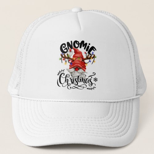 Gnomie Christmas Christmas Gnome Lights Chain Trucker Hat