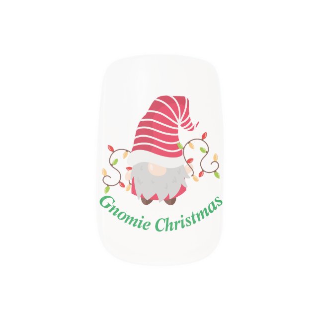Gnomie Christmas Minx Nail Art (Left Thumb)