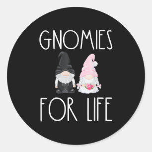 Gnomies For Life Funny Wedding Gnome Bride Groom M Classic Round Sticker