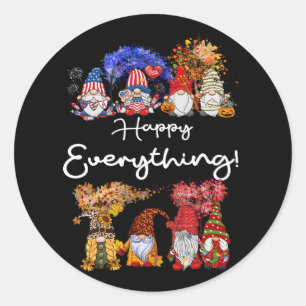 Gnomies Happy Everything Gnomes Holidays Season In Classic Round Sticker
